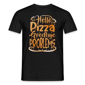 Hello Pizza, lustiger Spruch italienische Pizzeria - Männer T-Shirt - Schwarz - Vorne - AI Model Male 178 light (178cm)