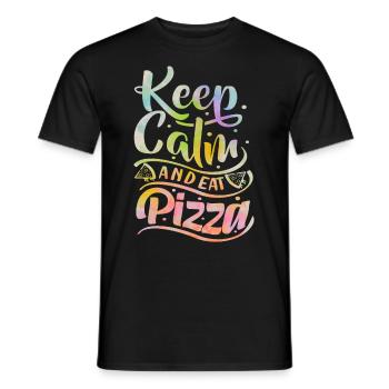 Pizza Dicton, Keep-Calm, Pizzeria italienne - T-shirt homme - noir - Devant - AI Model Male 178 light (178cm)