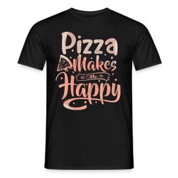 Pizza makes me happy, Typography Saying, Italy - Men's T-Shirt - black - Front - AI Model Male 178 light (178cm)