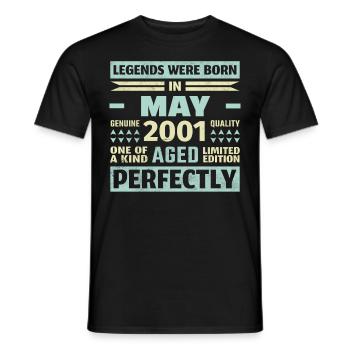 22. Geburtstag Mai Jahrgang 2001 Vintage - Männer T-Shirt - Schwarz - Vorne - AI Model Male 178 light (178cm)