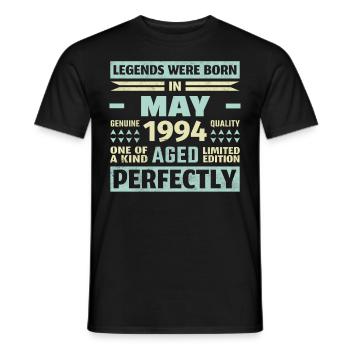 29th Birthday May Vintage 1994 Vintage - Men's T-Shirt - black - Front - AI Model Male 178 light (178cm)