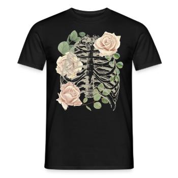 Squelette vintage avec roses, néo-gothique - T-shirt homme - noir - Devant - AI Model Male 178 light (178cm)