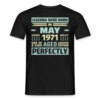 52ème anniversaire mai millésime 1971 millésime - T-shirt homme - noir - Devant - AI Model Male 178 light (178cm)