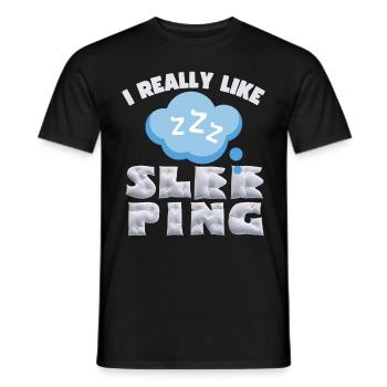 Sleep, sleep, funny saying with pillows - Men's T-Shirt - black - Front - AI Model Male 178 light (178cm)