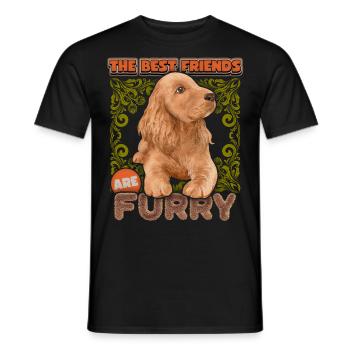Cocker Spaniel, Chien, Aquarelle Vintage Dicton - T-shirt homme - noir - Devant - AI Model Male 178 light (178cm)
