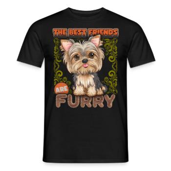 Yorkie, Yorkshire Terrier, aquarelle vintage - T-shirt homme - noir - Devant - AI Model Male 178 light (178cm)