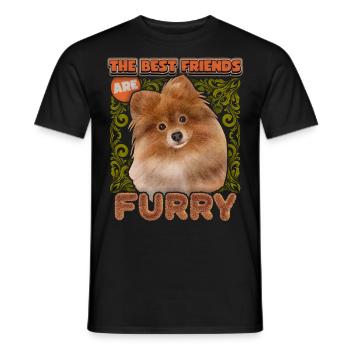Pomeran, Spitz illustration vintage, chien disant - T-shirt homme - noir - Devant - AI Model Male 178 light (178cm)