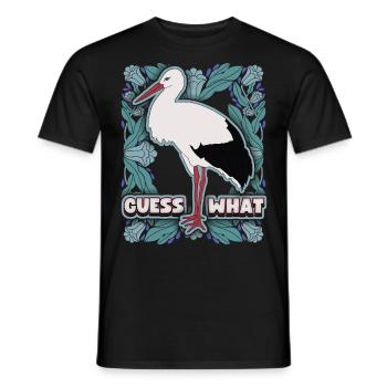 Storch, Klapperstorch-Motiv, schwanger Spruch - Männer T-Shirt - Schwarz - Vorne - AI Model Male 178 light (178cm)