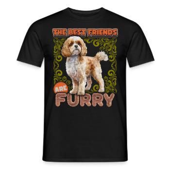 Illustration vintage de chien Cavapoo, drôle de dicton - T-shirt homme - noir - Devant - AI Model Male 178 light (178cm)