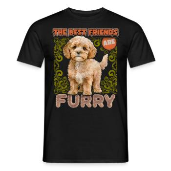 Cavapoo Puppy, Vintage, Illustration de chien, Dire - T-shirt homme - noir - Devant - AI Model Male 178 light (178cm)
