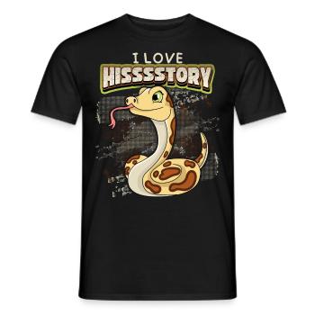 Kawaii snake in comic style, funny saying - Men's T-Shirt - black - Front - AI Model Male 178 light (178cm)