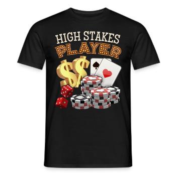 Jeu de poker, jetons de poker, sort - T-shirt homme - noir - Devant - AI Model Male 178 light (178cm)