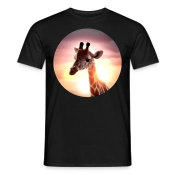 Young giraffe in sunset - Men's T-Shirt - black - Front - AI Model Male 178 light (178cm)