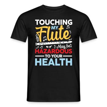 Touching My Flute für einen Flötist Flötenspieler - Männer T-Shirt - Schwarz - Vorne - AI Model Male 178 light (178cm)