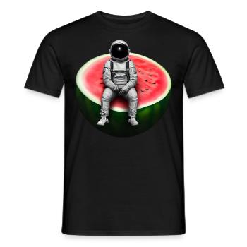 Astronaute sur pastèque - T-shirt homme - noir - Devant - AI Model Male 178 light (178cm)