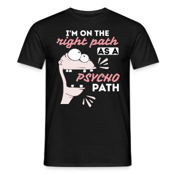 Comic Psychopath, funny saying - Men's T-Shirt - black - Front - AI Model Male 178 light (178cm)