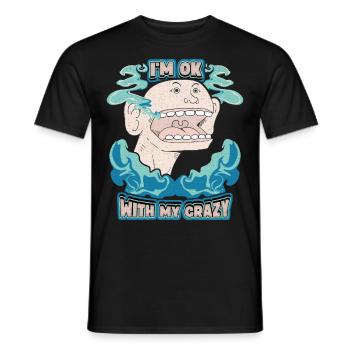 Bande dessinée, Bandes dessinées, Crazy Man, Drôle de dicton - T-shirt homme - noir - Devant - AI Model Male 178 light (178cm)