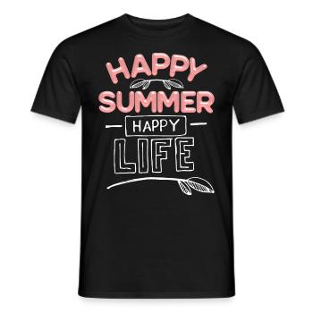 Summer Summer, Happy-Summer Saying - Men's T-Shirt - black - Front - AI Model Male 178 light (178cm)
