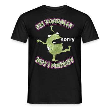 Comic Frosch ist vergesslich, lustiger Spruch, Pun - Männer T-Shirt - Schwarz - Vorne - AI Model Male 178 light (178cm)