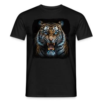 Fauchender Tiger Großkatze - Männer T-Shirt - Schwarz - Vorne - AI Model Male 178 light (178cm)