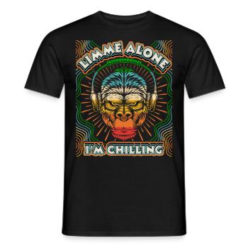 Affe mit Kopfhörer Gorilla-Affe, Chillen Spruch - Männer T-Shirt - Schwarz - Vorne - AI Model Male 178 light (178cm)