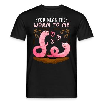 Worms in love Valentine's Day funny saying, Pun - Men's T-Shirt - black - Front - AI Model Male 178 light (178cm)