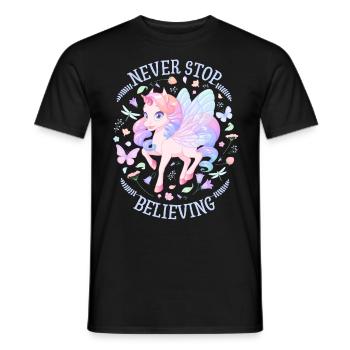 Unicorn Girl, Kawaii Unicorn and Butterflies - Men's T-Shirt - black - Front - AI Model Male 178 light (178cm)