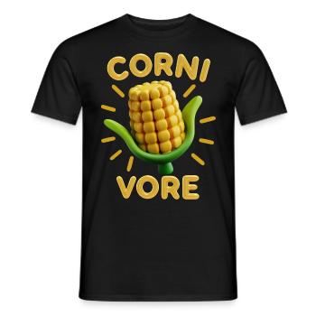 Corn on the cob, 3d, Corn funny saying Pun Cornivore - Men's T-Shirt - black - Front - AI Model Male 178 light (178cm)