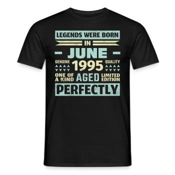 28th Birthday June Vintage 1995 Vintage - Men's T-Shirt - black - Front - AI Model Male 178 light (178cm)