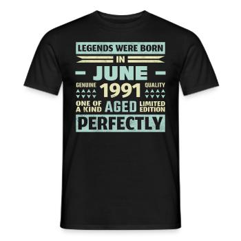 32ème Anniversaire Juin Millésime 1991 Millésime - T-shirt homme - noir - Devant - AI Model Male 178 light (178cm)