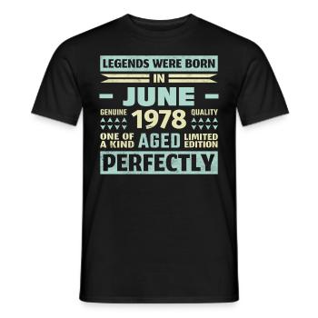 45th Birthday June Vintage 1978 Vintage - Men's T-Shirt - black - Front - AI Model Male 178 light (178cm)