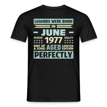 46ème anniversaire Juin Millésime 1977 Millésime - T-shirt homme - noir - Devant - AI Model Male 178 light (178cm)