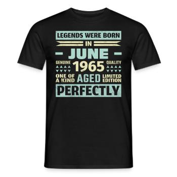 58e anniversaire Juin Millésime 1965 Millésime - T-shirt homme - noir - Devant - AI Model Male 178 light (178cm)