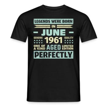 62. Geburtstag Juni Jahrgang 1961 Vintage - Männer T-Shirt - Schwarz - Vorne - AI Model Male 178 light (178cm)