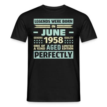 65th Birthday June Vintage 1958 Vintage - Men's T-Shirt - black - Front - AI Model Male 178 light (178cm)
