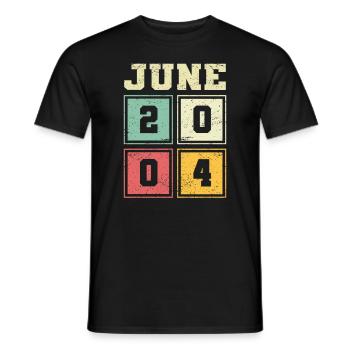 19th Birthday June Vintage 2004 Vintage - Men's T-Shirt - black - Front - AI Model Male 178 light (178cm)