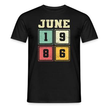 37th Birthday June Vintage 1986 Vintage - Men's T-Shirt - black - Front - AI Model Male 178 light (178cm)