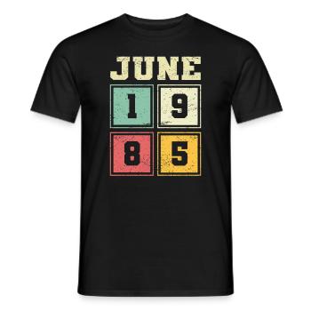 38th Birthday June Vintage 1985 Vintage - Men's T-Shirt - black - Front - AI Model Male 178 light (178cm)