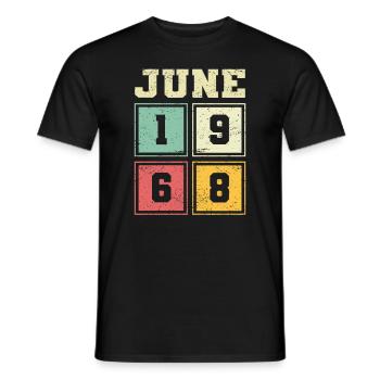 55ème anniversaire Juin Millésime 1968 Millésime - T-shirt homme - noir - Devant - AI Model Male 178 light (178cm)