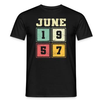 66. Geburtstag Juni Jahrgang 1957 Vintage - Männer T-Shirt - Schwarz - Vorne - AI Model Male 178 light (178cm)