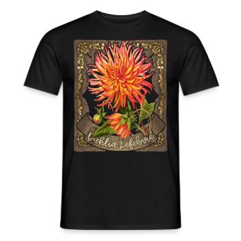 Dahlie Illustration, vintage botanische Zeichnung - Männer T-Shirt - Schwarz - Vorne - AI Model Male 178 light (178cm)