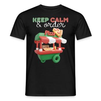 Pizza Vending Truck, 3d Pizza Truck, Street Food - Men's T-Shirt - black - Front - AI Model Male 178 light (178cm)