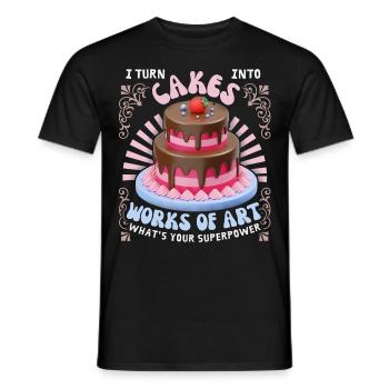 Bake cake, cake, baker, funny saying - Men's T-Shirt - black - Front - AI Model Male 178 light (178cm)