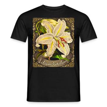 Vintage Lily, Tiger Lily, Botanical Illustration - Men's T-Shirt - black - Front - AI Model Male 178 light (178cm)