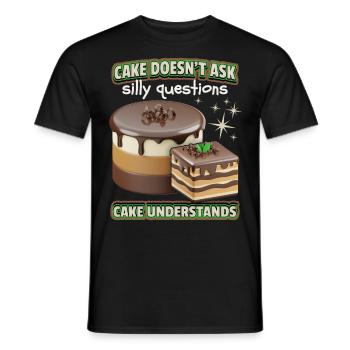 Cake, Candy, Chocolate, 3d funny saying - Men's T-Shirt - black - Front - AI Model Male 178 light (178cm)