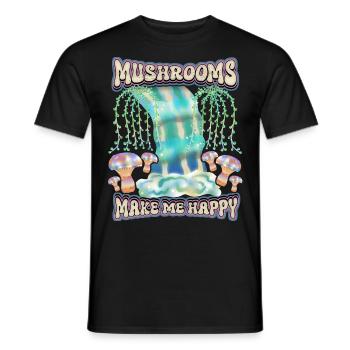 Magic Mushrooms, Psychedelische Pilze Surrealismus - Männer T-Shirt - Schwarz - Vorne - AI Model Male 178 light (178cm)