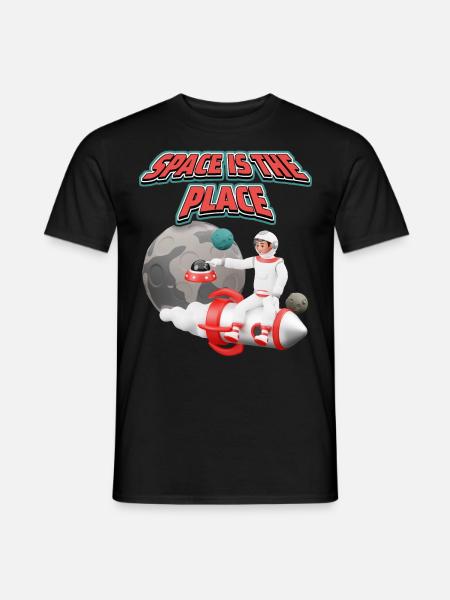 Funny Astronaut Cosmonaut, Spaceflight, Planets - Men's T-Shirt - black