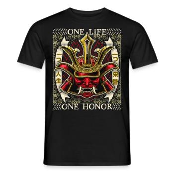 Japanischer Samurai Dämon, Samurai Krieger, Spruch - Männer T-Shirt - Schwarz - Vorne - AI Model Male 178 light (178cm)