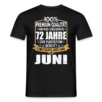 72. Geburtstag Juni Jahrgang 1951 Vintage - Männer T-Shirt - Schwarz - Vorne - AI Model Male 178 light (178cm)