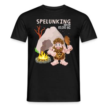 Spelunking, spéléologie, dicton néandertalien - T-shirt homme - noir - Devant - AI Model Male 178 light (178cm)